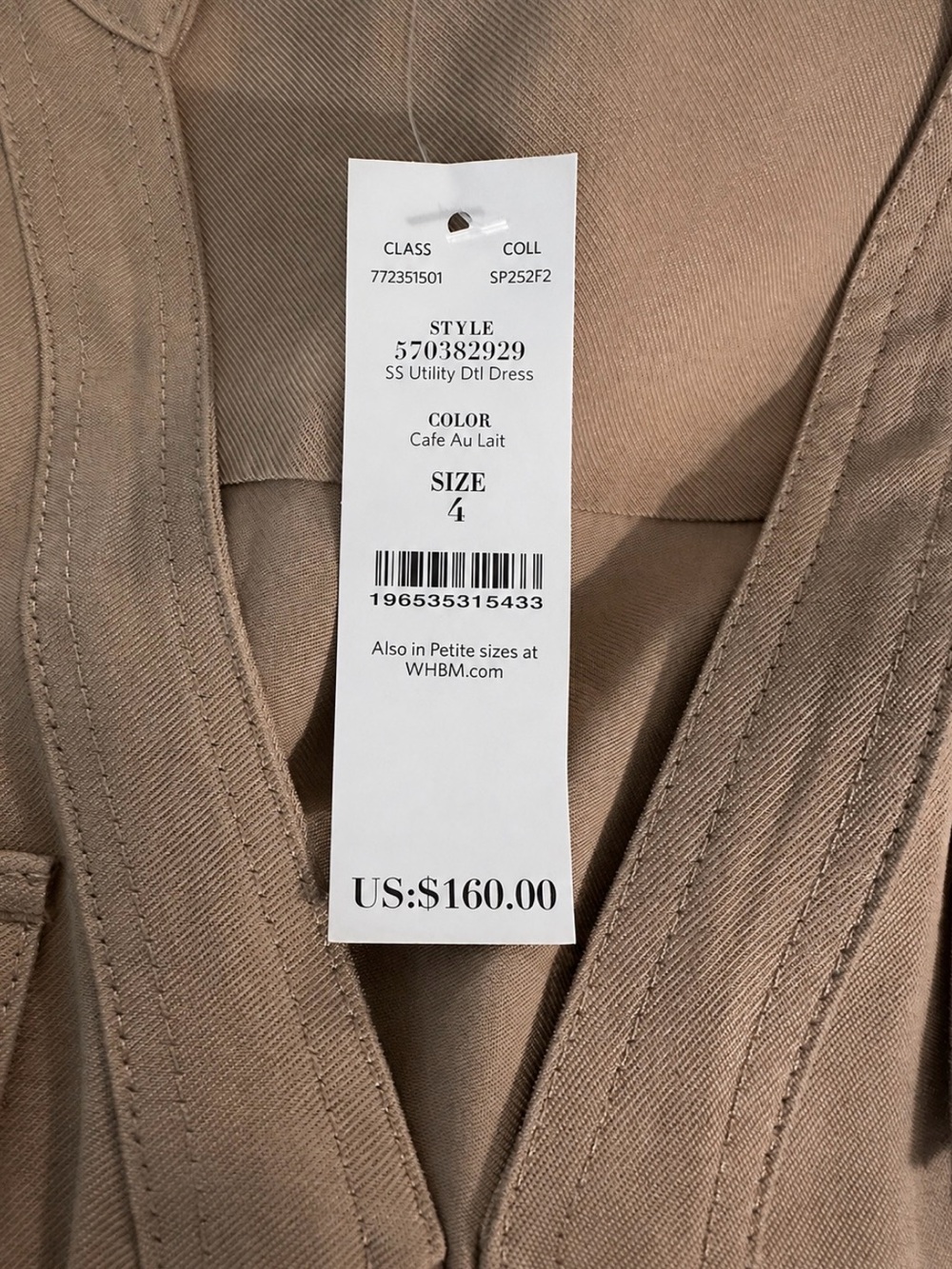 NWT WHBM Belted Utility Midi Dress Sz 4 - Picture 5 of 8